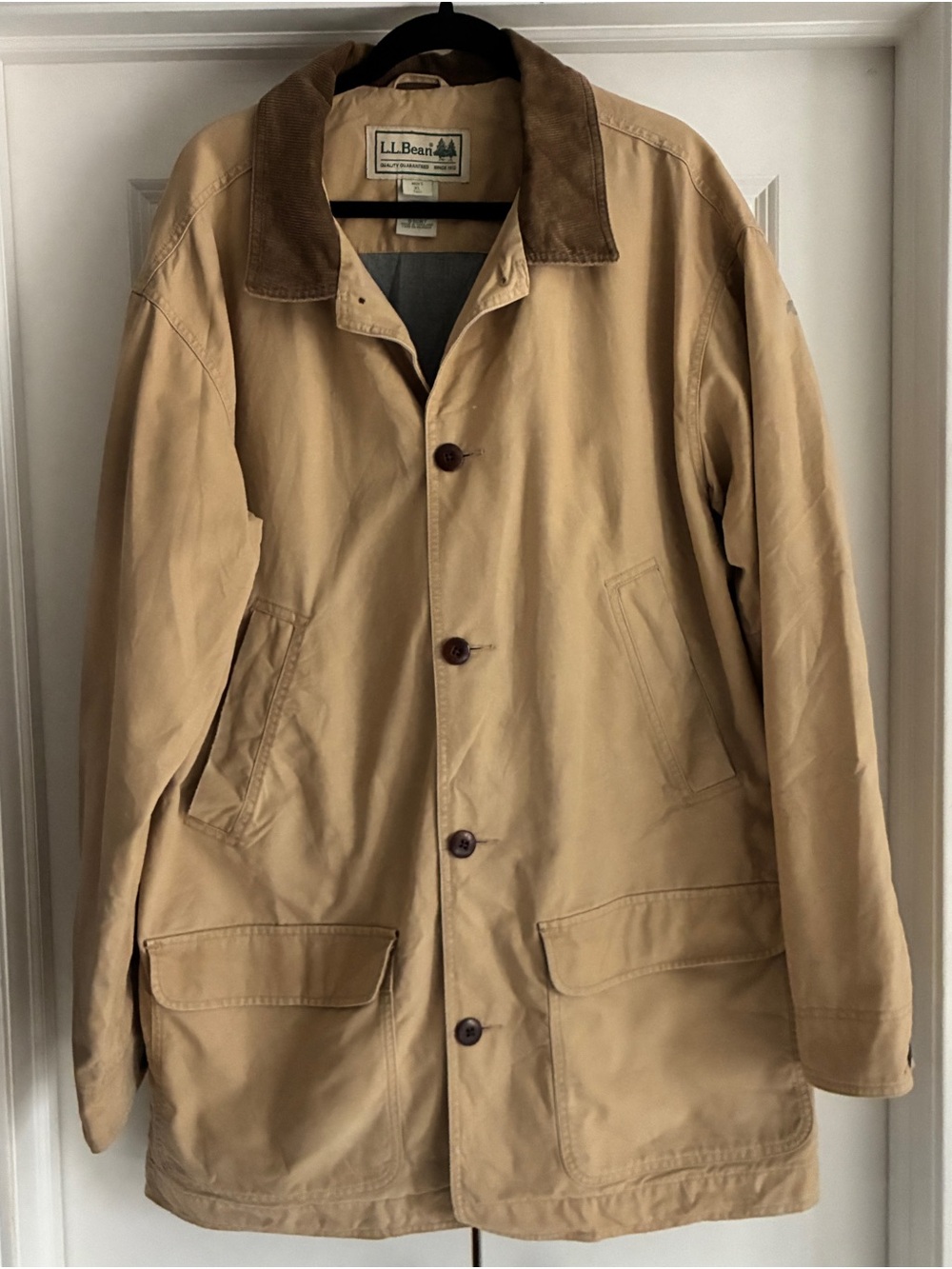 Vintage L.L. Bean Original Field Barn Coat Tan Canvas Chore Jacket Men's XL Tall